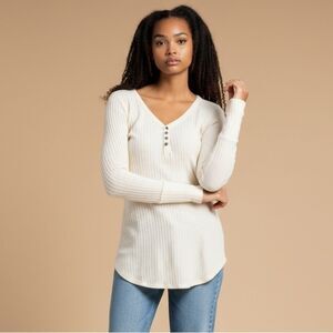 Chaser waffle knit Henley top M